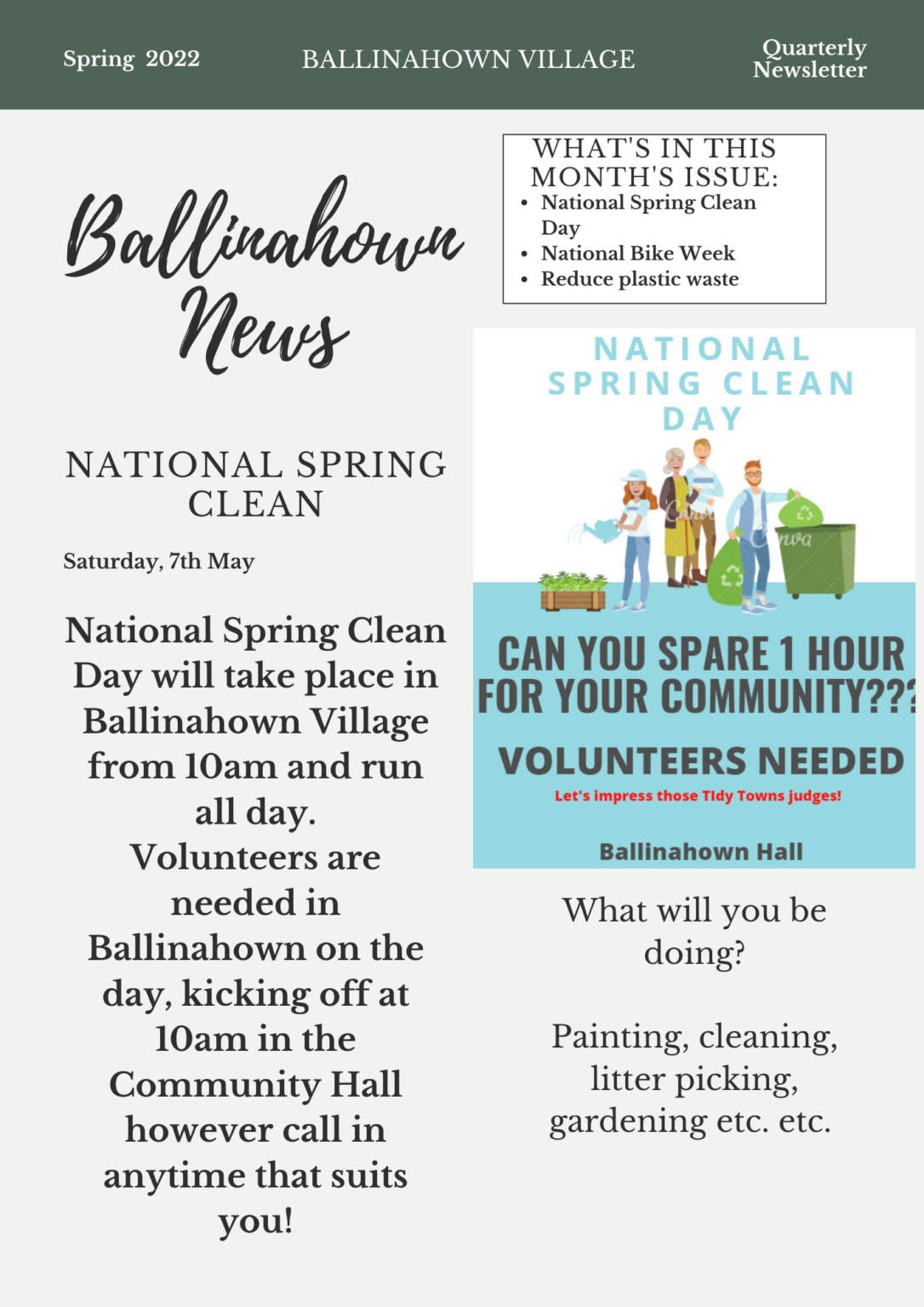 Spring Community Newsletter Spring Newsletter 2022 - Ballinahown Village